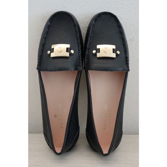 Kate Spade New York Women's Sz 8B Black Carmen Pebbled Leather Loafers $158 - Picture 2 of 9